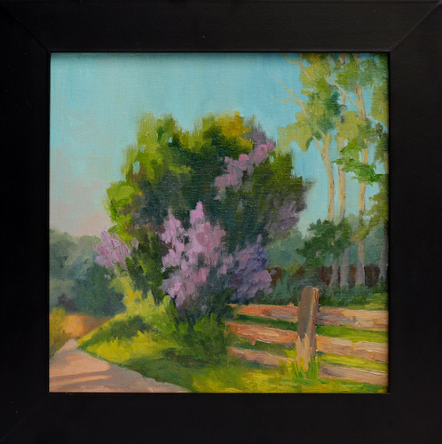 Lilacs On The Trail 8x8 $315 at Hunter Wolff Gallery