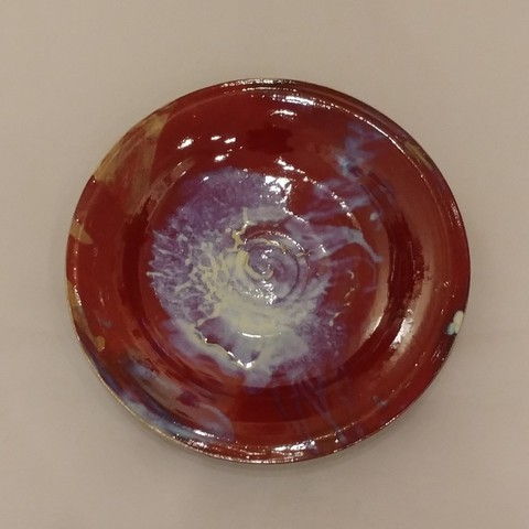 Click to view detail for MW-350 Platter, Stoneware Red & Blue $220