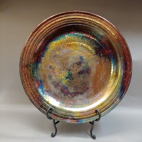 Click to view detail for MW-355 Platter, Raku Copper Glaze