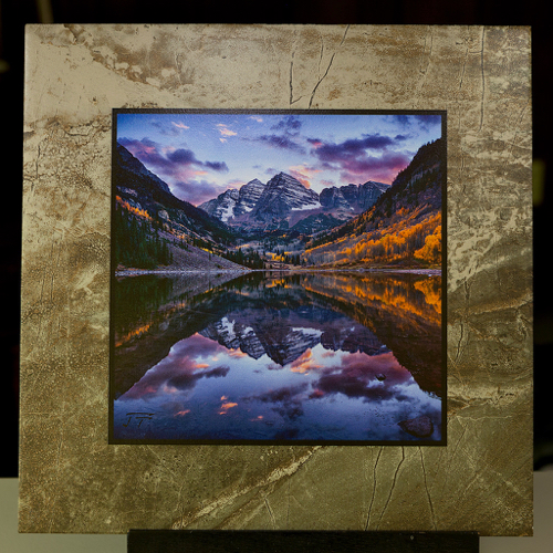 Click to view detail for Maroon Bells Stone Plaque 12x12 $90