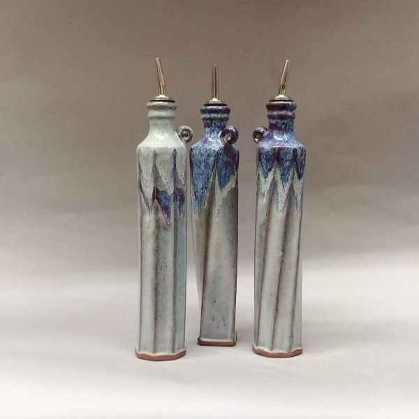 Click to view detail for Oil Cruet - Blue with Red Accents