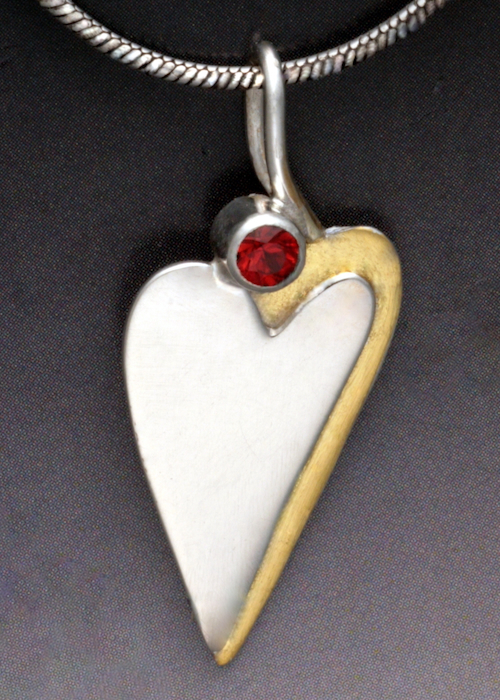 Click to view detail for MB-P393 Pendant, Heart of Gold Sterling Silver, Gold, Sapphire $320