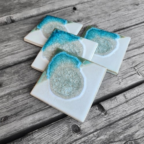 Click to view detail for KB-719 Coasters Set of 4 White Pearl 4x4 $45
