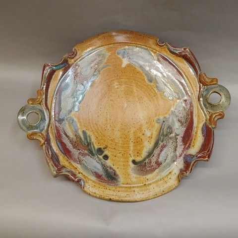 Click to view detail for Platter, Fancy Round with Handles 17x14