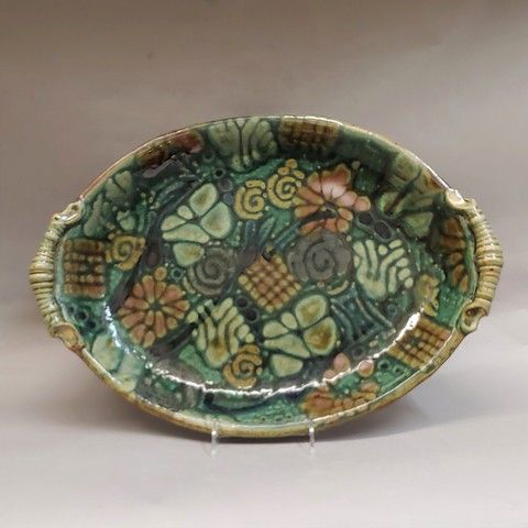 Click to view detail for Platter, Oval Green Rose 18 x 12