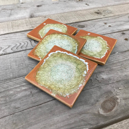Click to view detail for KB-576  Coasters Set of 4 Pumpkin $43
