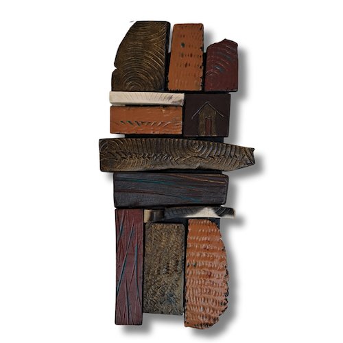 RC-032 Ceramic Wall Sculpture Shards with House $140 at Hunter Wolff Gallery