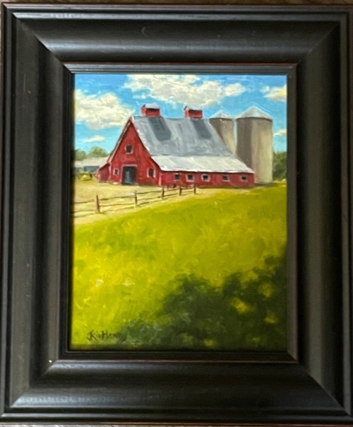 Click to view detail for Red Barn with Silos 10x8 $400