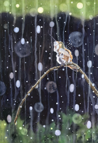 Reveling In The Rain 22x15 $2640 at Hunter Wolff Gallery