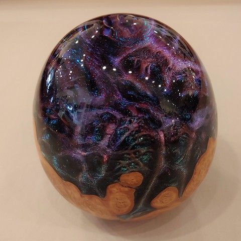 SH072 Egg-Shape Burl & Purple Resin - Interstellar at Hunter Wolff Gallery