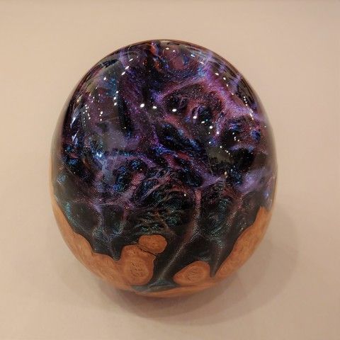 SH072 Egg-Shape Burl & Purple Resin - Interstellar at Hunter Wolff Gallery