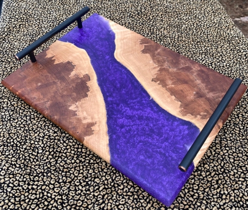 SH184 Charcuterie Board Spalted Maple & Purple Resin $195 at Hunter Wolff Gallery