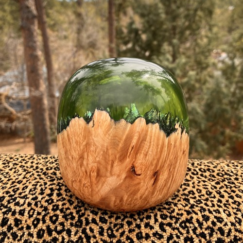 SH223 Maple and Clear Emerald Green $200 at Hunter Wolff Gallery