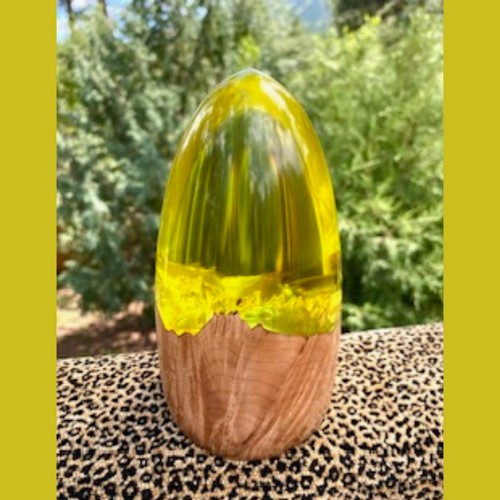 SH243 Bullet-Shape Maple Burl & Green Resin $225 at Hunter Wolff Gallery