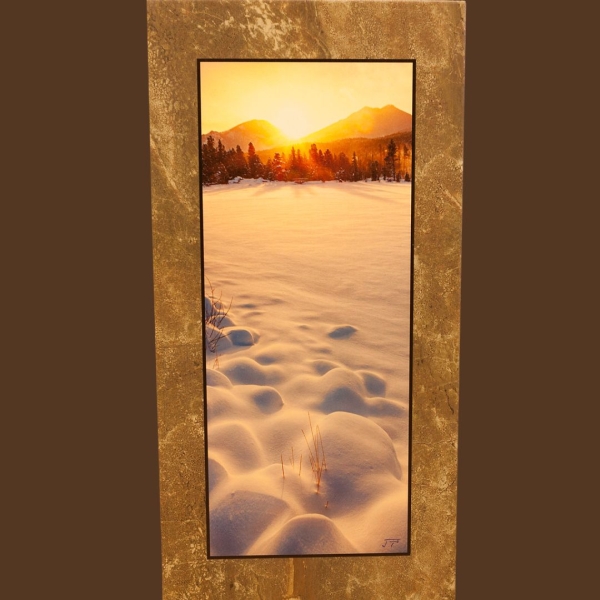 Click to view detail for Snow Pillows at Sunrise 24x12 $180