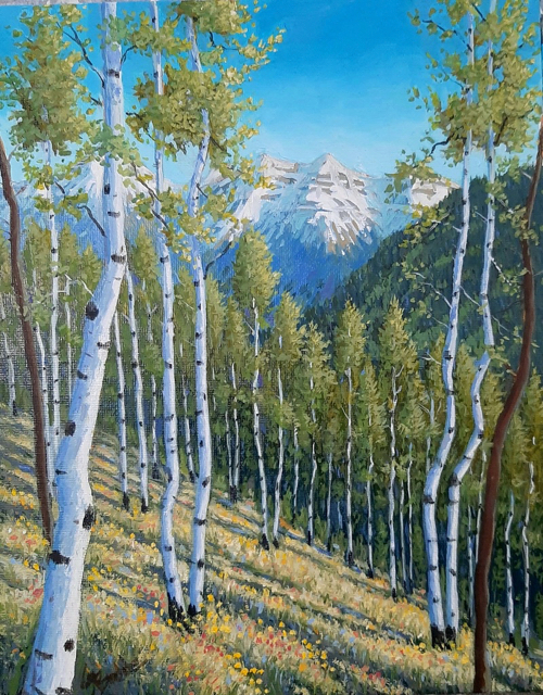 Spring Hike, Telluride (CO) 10x8 $330 at Hunter Wolff Gallery