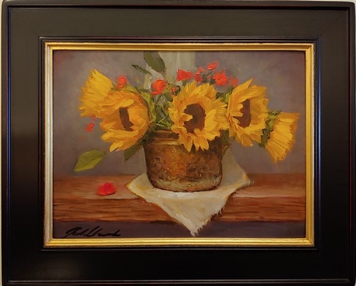 Click to view detail for Sunflowers in Tin 12x16 $950
