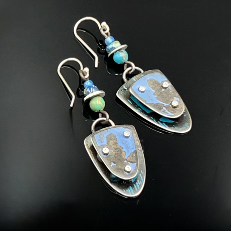 Click to view detail for TC-093 Earrings, Blue & Black Layered $125