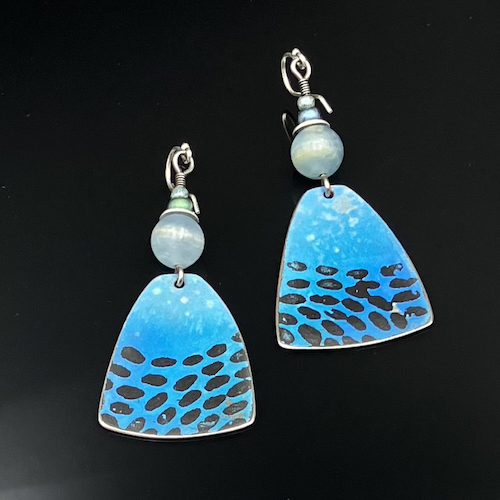 TC-004 Earrings, Oasis Blue Drop $90 at Hunter Wolff Gallery