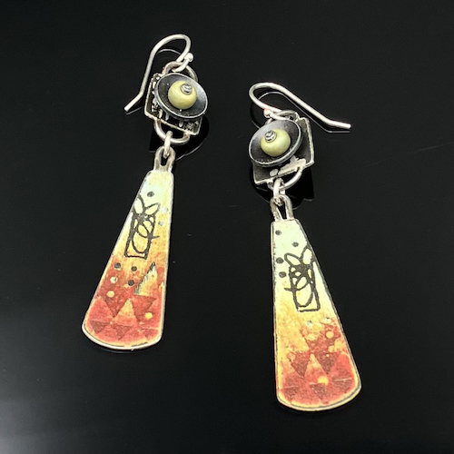 TC-013 Earrings, Minty Rust Dome $150 at Hunter Wolff Gallery