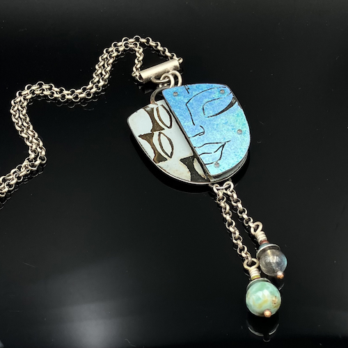 Click to view detail for TC-016 Necklace, Turquoise Zen Face $210