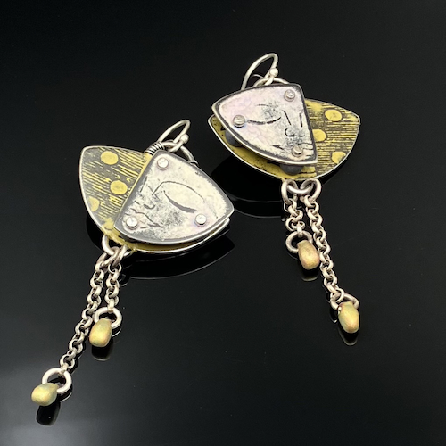 TC-017 Earrings, Lavendar Zen Face $150 at Hunter Wolff Gallery