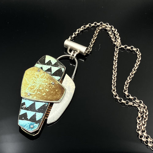 Click to view detail for TC-022 Necklace, Turquoise/Brown/Cream $225