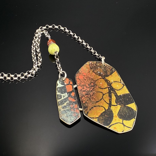 Click to view detail for TC-121 Necklace, Lime/Tangerine Reversible $210