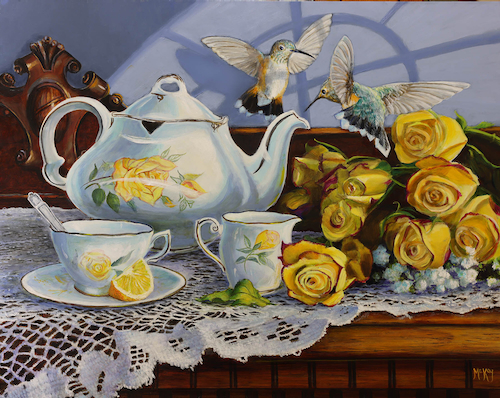 Tea Time Debate 16x20 $2495 at Hunter Wolff Gallery