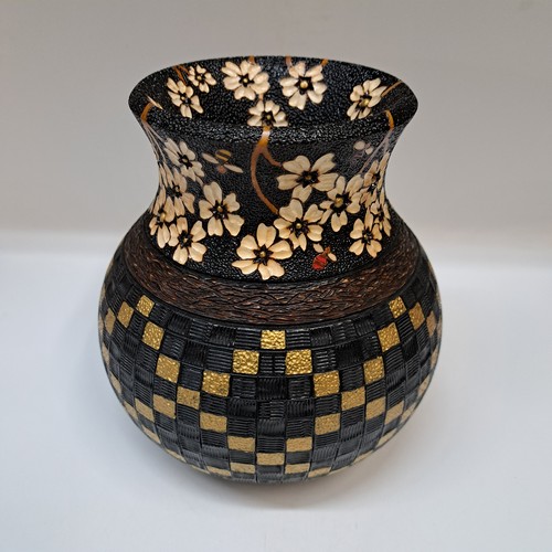 VL-015 Vase Gold on the Diagonal 7.75x7 $1200 at Hunter Wolff Gallery