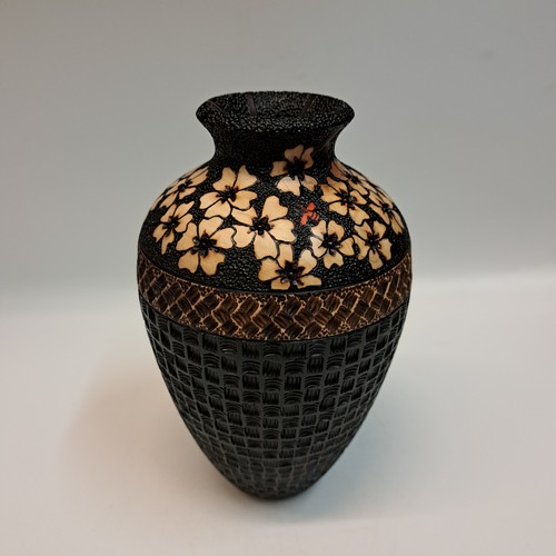 VL-009 Vase, Flowers & Red Bees $475 at Hunter Wolff Gallery