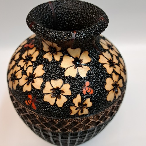 VL-009 Vase, Flowers & Red Bees $475 at Hunter Wolff Gallery