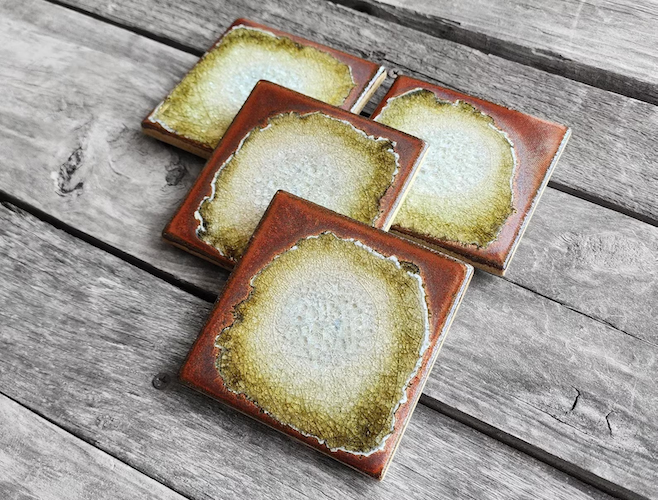 KB-657 Coasters Set of 4 Ancient Copper $45 at Hunter Wolff Gallery