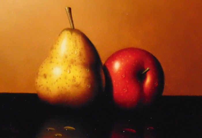 Golden Pear & Red Apple 7x5 at Hunter Wolff Gallery